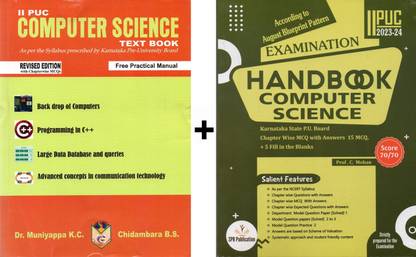 2nd PUC - COMPUTER SCIENCE - Text Book +Examination Hand Book|Set Of 2 Books|As Per Syllabus And Exam Pattern Prescribed By Karnataka Pre-University Board|For 2023-24|