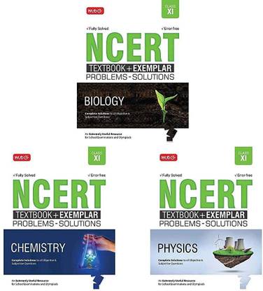 NCERT एक्सेम्प्लर प्रॉब्लम्स - सॉल्यूशंस + टेक्स्ट बुक फुली सॅाल्व्ड एंड एरर फ्री फॉर क्लास-11 ( फिज़िक्स + केमिस्ट्री + बायोलॉजी ) सेट ऑफ 3 बुक्स
