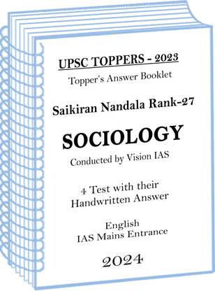 2023 UPSC Topper Saikiran Nandala Rank-27 Sociology Handwritten Test Copy By Vision IAS In English For Mains 2024