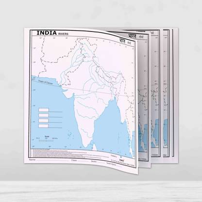 100 India RIVER OUTLINE MAP FOR SCHOOL