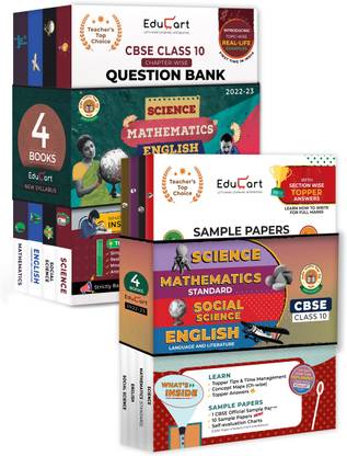 Educart CBSE Class 10 Sample Papers + Question Bank 2022-23 Bundle - Science, SST, English And Mathematics Standard (8 Books) 2022 Edubook
