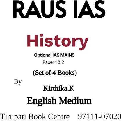 RAUS IAS History Optional IAS Mains Class Notes Paper 1 & 2 By Kirthika.K Mam Set Of 4 Books Civil Service Preparation Photocopy 2023