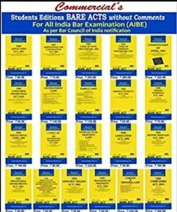 Commercial’s Combo Essential List Of Bare Acts Without Notes & Comments Editions For Students Of All India Bar Examination (AIBE) (Set Of 21 Bare Acts) Edition 2022 (Paperback, Bare Act)