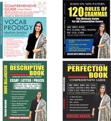 BANK EXAMS COMBO ( VOCABULARY PRODIGY, 120 RULES OF GRAMMAR, DESCRIPTIVE BOOK, PERFECTION BOOK ) By NIMISHA BANSAL MA'AM ( PAPERBACK )