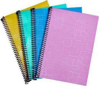 A4 Size Blank Notebook With Spiral Binding Plastic Cover Sheet (Pack Of 4)