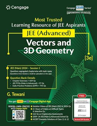 JEE Advanced Vectors & 3D Geometry With Free Online Assessments And Digital Content [Concept Videos And Solution Videos] 2024