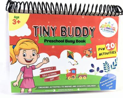 Tiny Buddy Preschool Busy Book Toddler Activities, Preschool Learning Montessori Book For Kids, 20 In 1 Activity Book For Kids 2 3 Years Old, Water And Tear Proof, Activity Binder With 90 + Cutouts