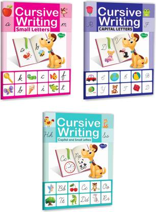 Set Of 3 Cursive Writing Books (Cursive Writing Book Small Letters, Cursive Writing Book Capital Letters, Cursive Writing Book Capital & Small Letters)