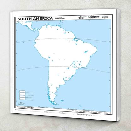 SMALL - 100 SOUTH AMERICA PHYSICAL OUTLINE MAP FOR SCHOOL|Physical Outline Map Of South America
