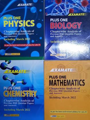 ( New Jyothi ) Examate Plus One Science Combo ( 4 Set ) Physics / Biology / Mathematics / Chemistry - Included Previous HSE Question Papers And Answers |