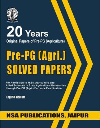 20 Years Pre -PG (Agriculture) Solved Papers