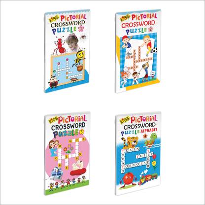 Sawan Kids Pictorial Crossword Puzzle Of 1 To 3 And Alphabet | Set Of 4 Puzzle Activity Books