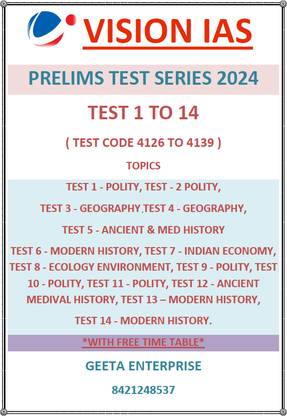 Vision GS Prelims Test Series 2024 Test 1to14 With Solutions Photocopy