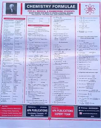 A Chemistry Formula Chart For All Medical And Engineering Students ( B.h.u.,a.i.i.m.s.,a.f.m.c, N.e.e.t, C.b.s.e,u.p Board ,i.i.t, Intermediate,