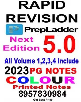Prepladder Rapid Revision Edition -5.0 2023 All Volume ,Latest All 19 Subjects Set(Quick Revision Notes ) {COLOURED) 2023 SPiral Bound (Spiral Binding, Prep NEET PG/SS)