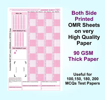 OMR Sheets For All Exams 100 Sheets Of 100 MCQs