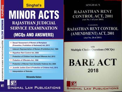 Combo 2 Book Rajasthan Minor Act, Mcq Bareact, Rajasthan Rent Control Act 2023