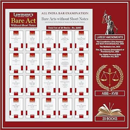 AIBE Bare Acts Without Short Notes- Combo Set Of 20 Books With Up To Date Amendments As Per Bar Council Of India Guidelines