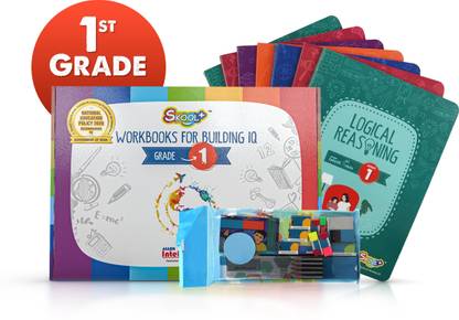 Skool Plus- Workbooks For Class 1 For Increasing IQ | Science, Maths, Logical Reasoning, General Knowledge, English Books With Pencil Set | Set Of 7 Skill-Focused Books For Olympiad Exams By ALLEN Career Institute