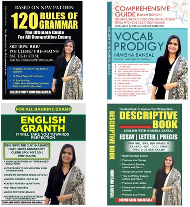 Bank Exams Combo ( 120 Rules Of Grammar + Vocab Prodigy + English Granth + Descriptive Book )