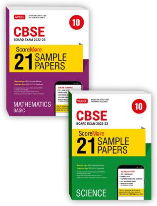 MTG CBSE स्कोरमोर 21 सैंपल पेपर्स क्लास 10 मैथमैटिक्स बेसिक, साइंस (सेट ऑफ 2 बुक्स) फॉर 2023 बोर्ड एग्ज़ाम (बेस्ड ऑन लेटेस्ट CBSE सैंपल पेपर रिलीज्ड ऑन 16th सितम्बर)