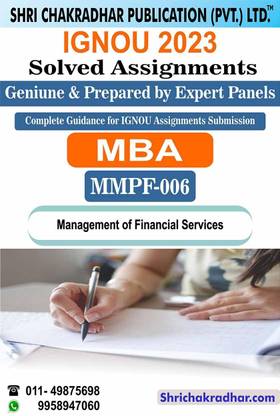 IGNOU MMPF 6 Solved Assignment 2023-24 Management Of Financial Services IGNOU PGDIFM IGNOU Post Graduate Diploma In Financial Management (2023-2024) Mmpf6