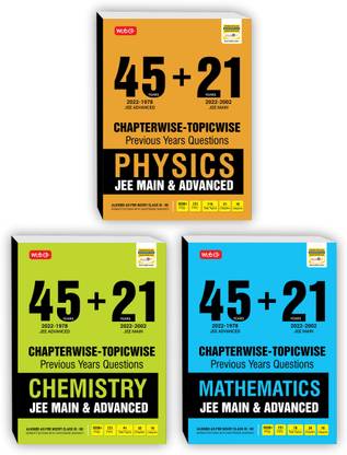 MTG 45 + 21 Years JEE Main And IIT JEE Advanced Previous Years Solved Papers With Chapterwise Topicwise Solutions Physics, Chemistry, Mathematics - JEE Main And Advanced PYQ Question Bank For 2023 Exam (Set Of 3 Books)