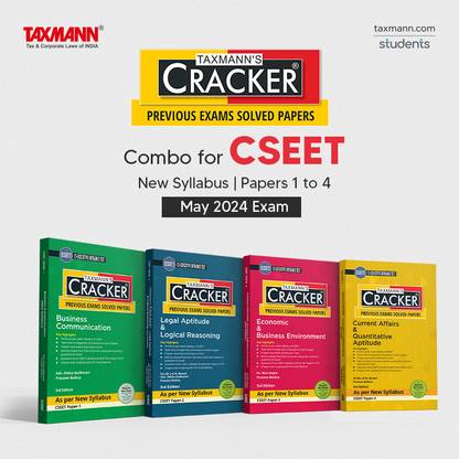 Taxmann's CRACKER Combo | CSEET Exams | New Syllabus | May 2024 Exam – Papers 1 To 4 | CRACKER Series | BuCo, LALR, EBE, And CAQA | February 2024 Edition | Set Of 4 Books