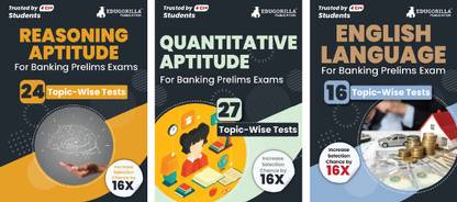 Banking Prelims Exam (Combo Set Of 3 Books) | A Complete Preparation Kit With 3800+ Solved Questions | General English + Reasoning + Quantitative Aptitude