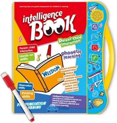 Intelligence Book | Interactive Book -Musical English Educational Phonetic Learning Book For 3 + Year Kids|Toddlers|Educational ABC And 123 E-Learning Kids Electronic Activity Notebook With Music