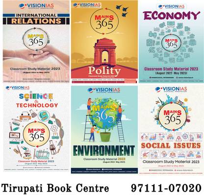 VISION IAS MAINS 365 International Relations,Polity, Economy,Science Technology,Environment & Social Issues General Studies Classroom Study Material From Aug 2022 - May 2023 Set Of 6 Books English Medium Civil Service Preparation Photocopy 2024