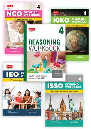Class 4: MTG Olympiad Workbook And Reasoning Book Combo For IEO-NCO-IGKO-ISSO (Set Of 5 Books) - SOF Olympiad Preparation Books For 2023-2024