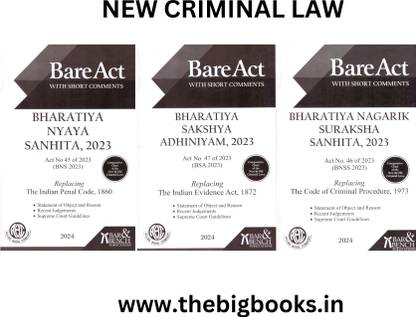 बार एंड बेंच, कॉम्बो 3 बेयरएक्ट फॉर न्यू क्रिमिनल लॉ भारतीय नागरिक सुरक्षा संहिता, भारतीय साक्ष्य अधिनियम, भारतीय न्याय संहिता – एडिशन 2024