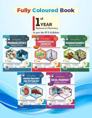 D.Pharm 1st Year Set Of 5 FULLY COLOURED Books By GDC PUBLICATION