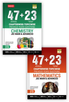 MTG 47 + 23 Years JEE Main (2024-2002) And JEE Advanced (2024-1978) Chapter-Wise Topic-Wise Previous Years Solved Question Papers Chemistry & Mathematics Book – JEE PYQ Question Bank For 2025 Exam (Set Of 2)