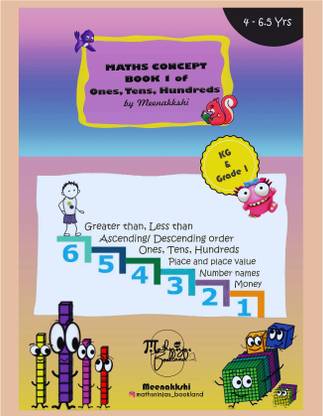Math Concept Book-1 Of Ones, Tens And Hundreds For Ukg Kindergarten Grade 1 Kids| Ascending Descending Order| Place Value| Greater- Less Than| Money Activity Workbook |4-5-6 Years| By Mathsninjas Bookland