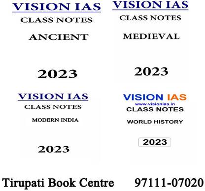 VISION IAS General Studies Ancient India, Medieval India ,Modern India & World History Latest Handwritten Class Notes Set Of 4 Books English Medium Civil Service Photocopy 2023