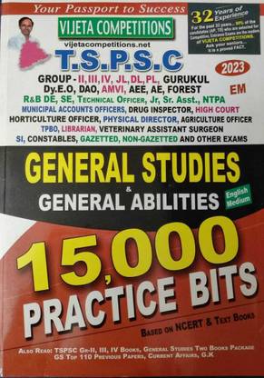 Tspsc General Studies & General Abilities 15000 Practice Bits English Medium