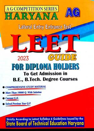AG LEET Guide 'Lateral Entry Entrance Test' (For Diploma Holders) To Get Admission In B.E., BTech. Degree Courses