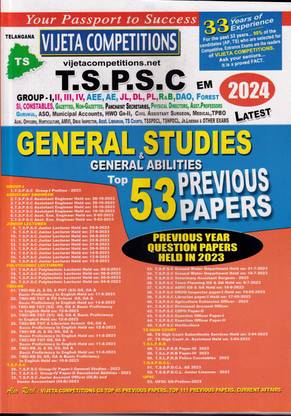 Tspsc General Studies & General Abilities Top 53 Previous Papers Latest 2024