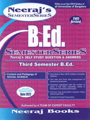 B.Ed. - 3rd SEMESTER - Content And Pedagogy Of Social Science |Self Study Question And Answers| As Per New CBCS Syllabus Of All Universities Of Bangalore|