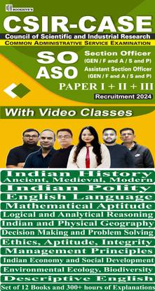 CSIR CASE SO/ASO Recruitment 2023-2024 (Set Of 12 Books) Section Officer/ Assistant Section Officer Paper I,II,III Team Examone With Video Explanations