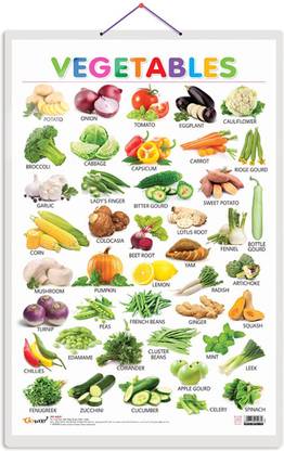 Vegetables Chart, Wall Poster For Room Decor High Quality Paper Print With Hard Lamination (20 Inch X 30 Inch, Rolled)