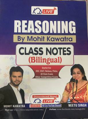 KD Live Reasoning By Mohit Kawatra Class Notes Bilingual