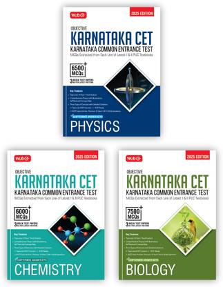 MTG Objective Karnataka CET Physics, Chemistry & Biology For 2025 KCET Exam (Set Of 3 Books) | KCET Topicwise Comprehensive Theory With 10 Previous Years Solved Question Papers | KCET PYQs Question Bank