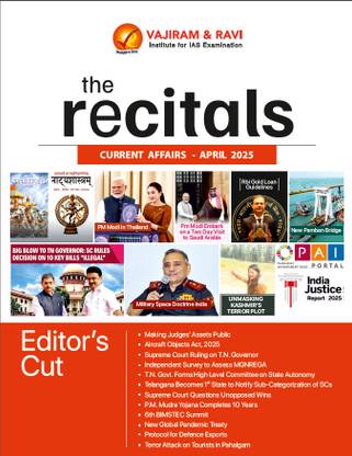 Vajiram & Ravi Monthly Current Affairs Magazine April 2025 Bk/wh Photocopy