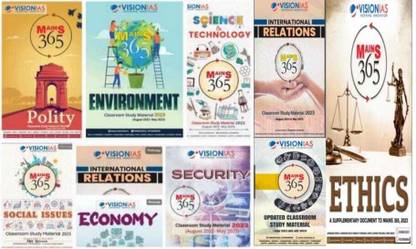 VISION IAS MAINS 365 Polity,Economy,IR ,Security, Science Technology,Environment & Social Issues, Updated Study Material & Ethics General Studies Classroom Study Material From Aug 2022 - May 2023 (Pack Of 9 Books Set) 2024