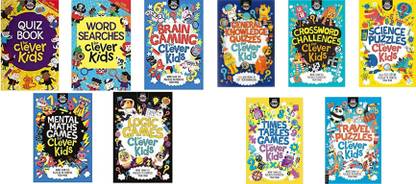 For Clever Kids - Quiz Book+Word Searches+Brain Gaming+Mental Maths Games+Logic Games+General Knowledge Quizzes+Time Tables Games+Crossword Challenges+Travel Puzzles+Science Puzzles|Set Of 10 Books|