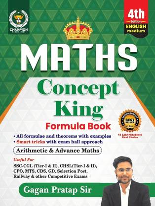 Maths Concept King (English Medium) Formula Book | All Formulas And Theorem | Smart Tricks | Arithmetic & Advance Maths | Edition 2025 | CET, SSC CGL, CPO, CHSL, MTS, CDS, UPSC | All Other Competitive Exams