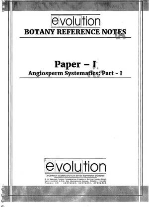 Evolution Botany Angiosperm Systematics Part 1 Printed Notes In English For Mains